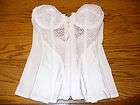 NWOT Fredericks of Hollywood white 34B longline bra, Style 5986, Lace 