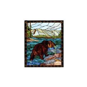  Catch of the Grizzly Art Glass Window