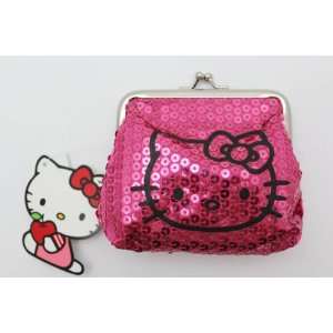   Hello Kitty Sequinse Zipper Coin Money Bag   PINK 