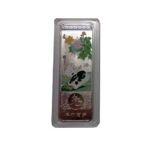  .999 Fine Silver Clad Bunny Bar with Green and White Inlay 