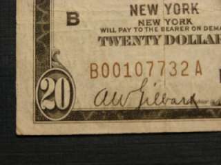 Series of 1929 $20.00 Jackson (Brown Seal) New York Federal Reserve 