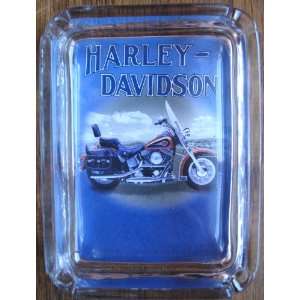 Harley Davidson Motorcycle Card & Glass Ashtray , Ring or Key Tray NEW 