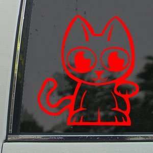 JAPANESE LUCKY CAT PET2 Red Decal Truck Window Red Sticker 