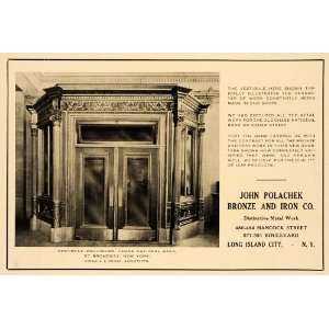 1915 Ad John Polachek Bronze Iron Chase National Bank Vestibule 