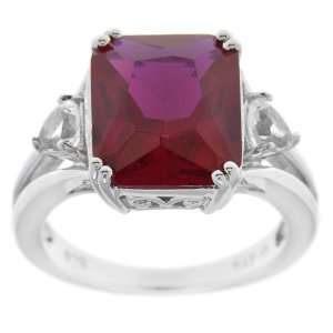 Sterling Silver Lab Created Ruby and Lab Created White Sapphire Ring 