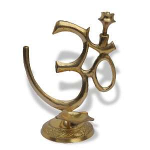  Aum(Om) Diya Brass Handmade Artifact: Home & Kitchen