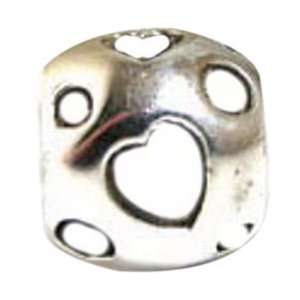  TOC BEADZ White Enamel Heart 9mm Funky Bead Jewelry