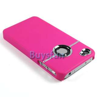  Coated Case Compatible with Apple iPhone 4 / 4S, Purple w/ Chrome Trim