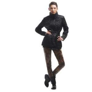 2011 Autumn Winter New Style Sash Short Stand Collar Coat Women, Black 