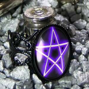   Pentagram Gothic New Age Occult Pentacle Black Filigree Ring 327 ARB