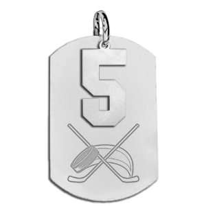 Hockey Dog Tag With Number Pendant Swivel