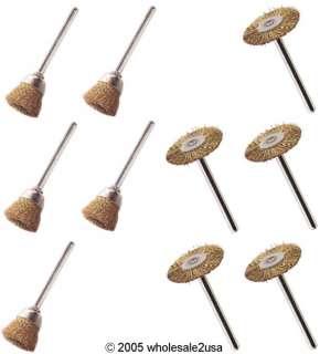10) 5 Cups 5 Wheels Brass Wire Brushes Tool for Dremel  