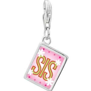   Silver Short For Sister Photo Rectangle Frame Charm Pugster Jewelry