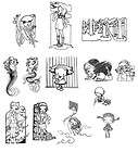 Cute Girls Teens and Mermaids unmounted rubber stamps uncut sheet 7x9 