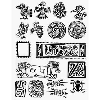  Mayan Aztec Temple Carvings 17 Unmounted Rubber Stamps 