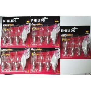 20 Philips Bent Tip 40 Watt Candelabra BA9 Light Bulbs (5 packages X 4 