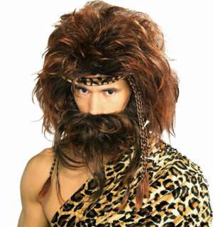new caveman beard & wig set brown pirates hippie halloween costume 