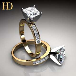 30 Ct Princess Cut Genuine Diamond Solitaire Engagement White/Yellow 