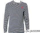 NWT COMME Des GARCONS PLAY Mens Navy Striped T Shirt Size:L
