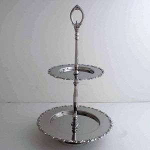 BRAND NEW GORGEOUS NICKEL TWO TIER CAKE TRAY  