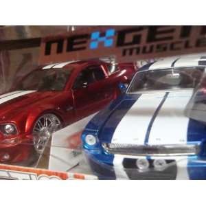  Detailed Diecast Blue 65 Mustang to The Red 08 Gt 500KR 