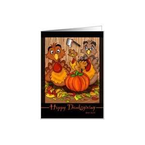  Turkeys in a Barn   Thanksgiving Card for Aunt Card 