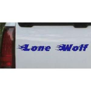 Blue 20in X 2.0in    Flaming Lone Wolf Car Window Wall Laptop Decal 