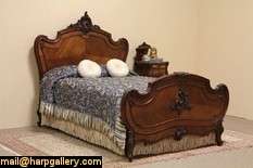 artfully hand carved in france about 1890 this graceful bed fits a 