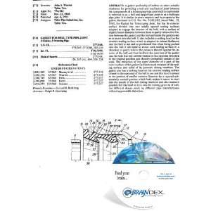    NEW Patent CD for GASKET FOR BELL TYPE PIPE JOINT 