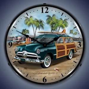  1950 Woody Surfer Wagon Lighted Business Clock
