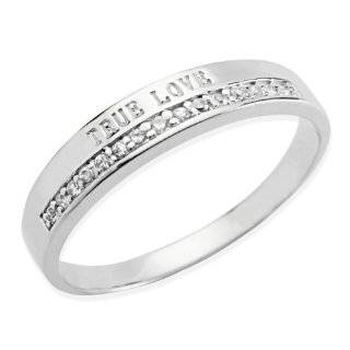 True Love Diamond Cubic Zirconia Platinum Overlay Sterling Silver Band 