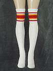 30” OVER THE KNEE WHITE tube socks with RED/GOLD stripes style 4 