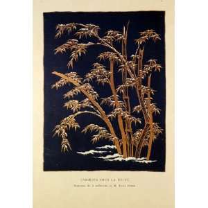  1883 Chromotypograph Japanese Fukusa Bamboo Snow Gift 