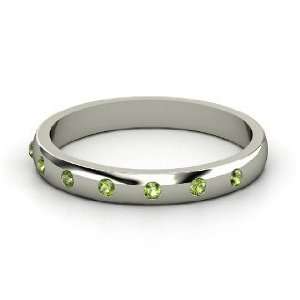 Button Band, Sterling Silver Ring with Green Tourmaline