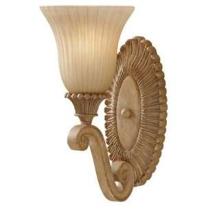   One Light Wall Sconce with India Scavo Glass Shade in Medium Aged Wood