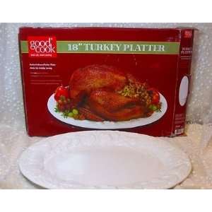  Turkey Platter,18 White Oval Porcelain,Fruit Embossed 