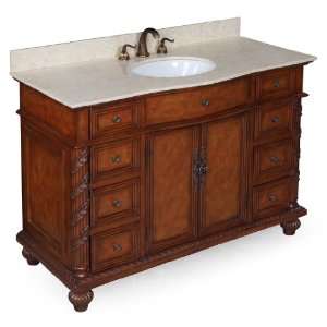 Vanity (Travertine/Brown), Includes Cabinet with Travertine Countertop 