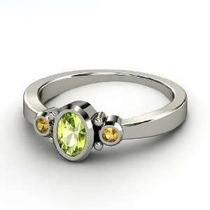  Kira Ring, Oval Peridot Sterling Silver Ring with Citrine 