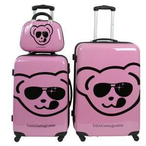   Trendy Ray Ban Bear 3 pc set Pink luggage Spinner Wheels Vanity Case