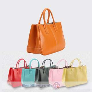 Women PU Leather Handbag Purse Shopper Tote Bag 7 Colo  