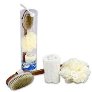  Brush Loofah Sponge Bath Set 3 Pieces Case Pack 24 Beauty