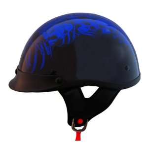  Dot Adult Blue Skull Half Helmet Biker (XXL24.75 25 