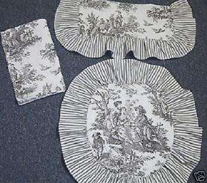 Toilet Lid, Tank Cover set Country Life Toile Waverly  