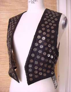 THOMAS WYLDE Leather Vest oversized studs wings silk lining NEW 6 