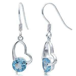 Sterling Silver Natural Blue Topaz Gemstone Butterfly Dangle Earrings 