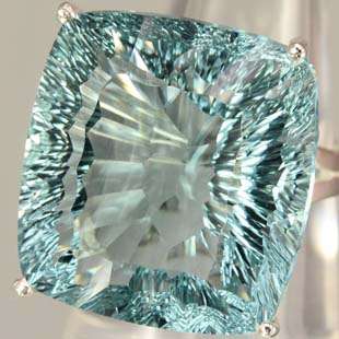 65.00 CT. BLUE CUSHION AQUAMARINE SILVER 925 RING SIZE 6  