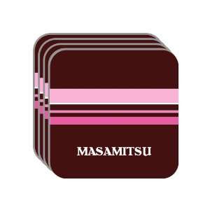 Personal Name Gift   MASAMITSU Set of 4 Mini Mousepad Coasters (pink 