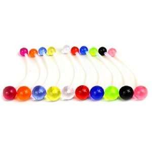   of 10 Solid Ball Flexible Belly Button Rings   Free Shipping!: Jewelry