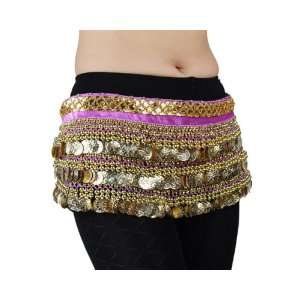  Multi Row Gold Coins Belly Dance Wrap & Hip Scarf, Simple 