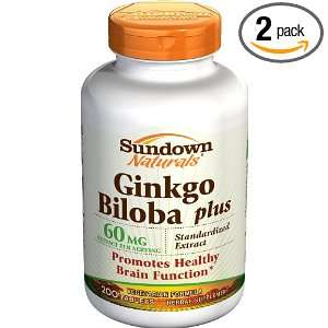 Sundown Ginkgo Biloba, 200 Capsules (Pack of 2) Health 